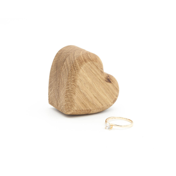 Drewniane pudełko na pierścionek zaręczynowy handmade, jasne - SERCE - Dąb
